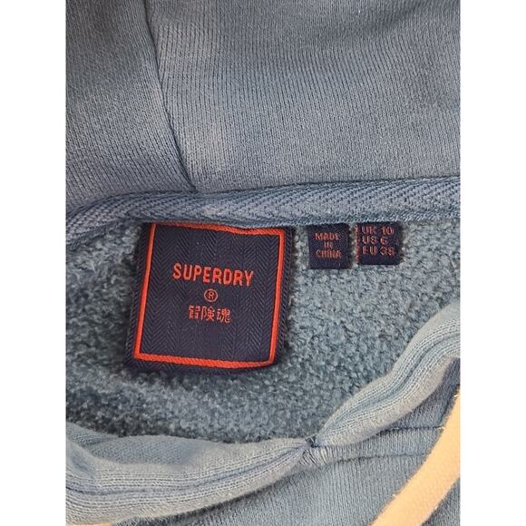 SuperDry | Blue Sparkly Pullover Hoodie | Size 6 (Small) - Picture 2 of 4